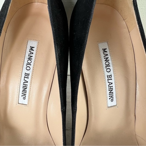 Manolo Blahnik BB Black Suede Pointed Toe Pumps size 8.5 - Picture 6 of 13